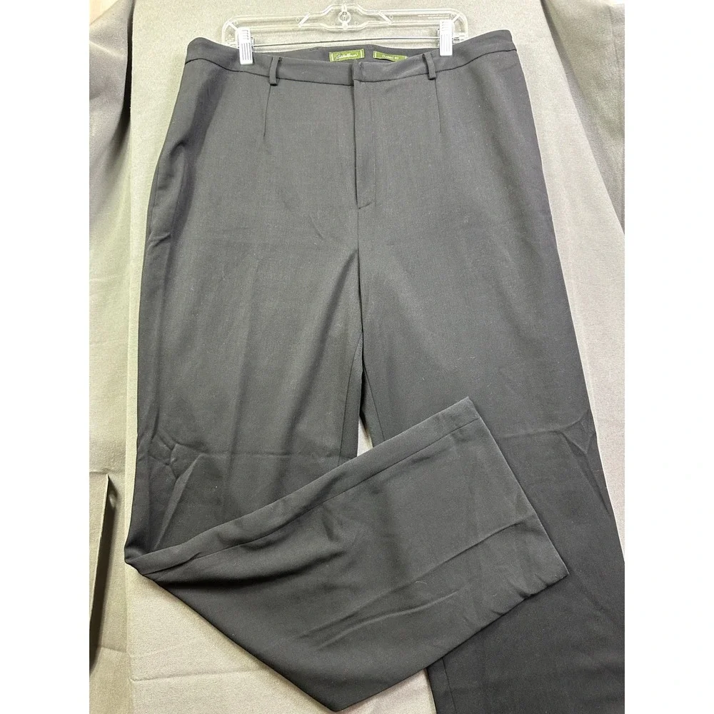 Eddie Bauer Classic‎ Fit Mens Black Dress Pants Flat Front Trousers Size 18 Tall